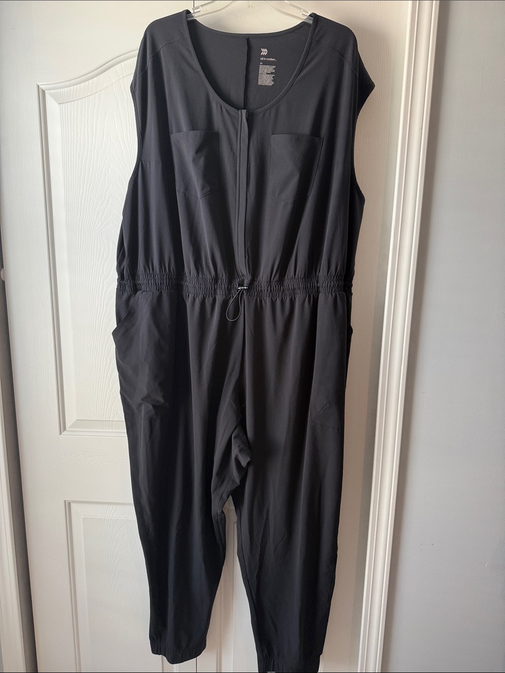 all in motion Black Sleeveless Zip-Front Jumpsuit